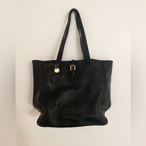 Dooney & Bourke black leather large tote gold buckle shoulder strap